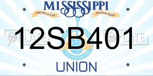 12SB401 Mississippi License Plate