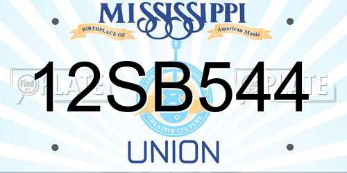 12SB544 Mississippi License Plate