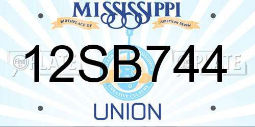 12SB744 Mississippi License Plate