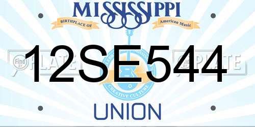 12SE544 Mississippi License Plate