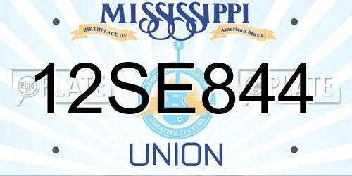 12SE844 Mississippi License Plate