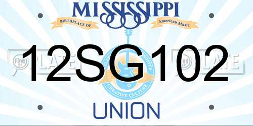 12SG102 Mississippi License Plate