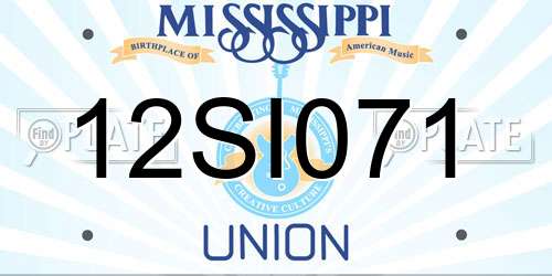 12SI071 Mississippi License Plate