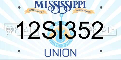 12SI352 Mississippi License Plate