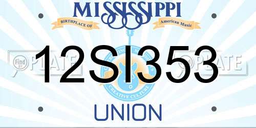 12SI353 Mississippi License Plate