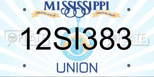 12SI383 Mississippi License Plate