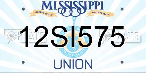 12SI575 Mississippi License Plate