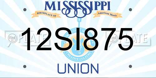 12SI875 Mississippi License Plate