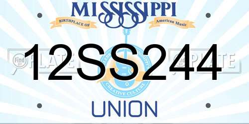 12SS244 Mississippi License Plate
