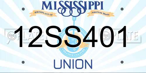 12SS401 Mississippi License Plate