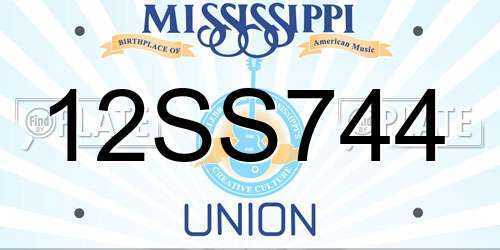 12SS744 Mississippi License Plate