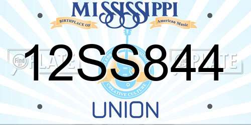 12SS844 Mississippi License Plate