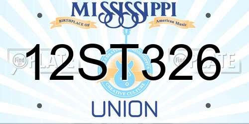 12ST326 Mississippi License Plate