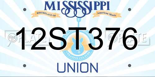12ST376 Mississippi License Plate
