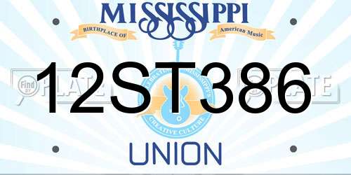 12ST386 Mississippi License Plate
