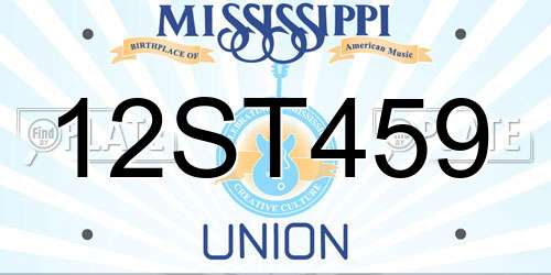 12ST459 Mississippi License Plate