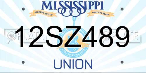 12SZ489 Mississippi License Plate
