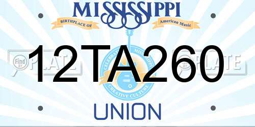 12TA260 Mississippi License Plate