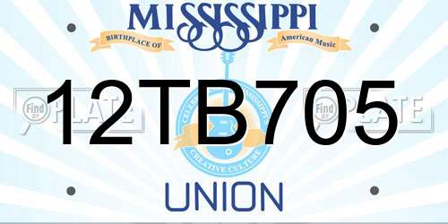 12TB705 Mississippi License Plate