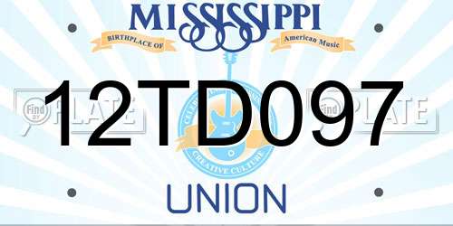 12TD097 Mississippi License Plate