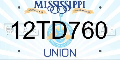 12TD760 Mississippi License Plate