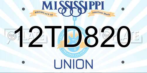 12TD820 Mississippi License Plate