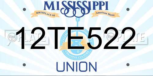 12TE522 Mississippi License Plate