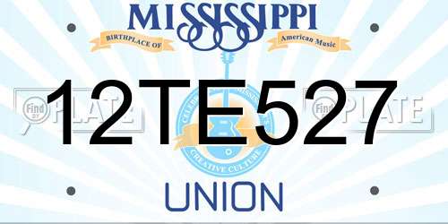 12TE527 Mississippi License Plate