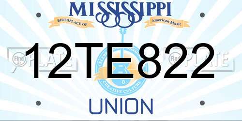 12TE822 Mississippi License Plate