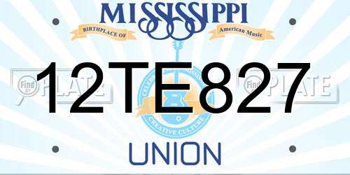 12TE827 Mississippi License Plate