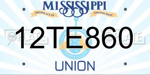 12TE860 Mississippi License Plate
