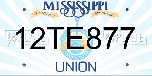 12TE877 Mississippi License Plate