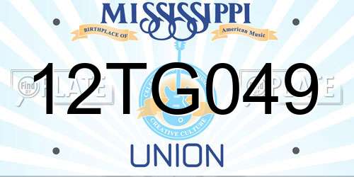 12TG049 Mississippi License Plate