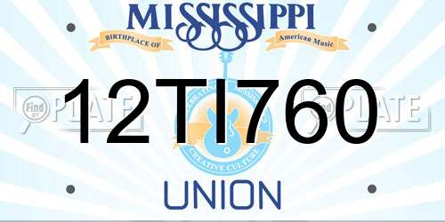 12TI760 Mississippi License Plate