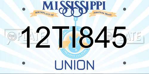 12TI845 Mississippi License Plate