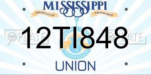 12TI848 Mississippi License Plate