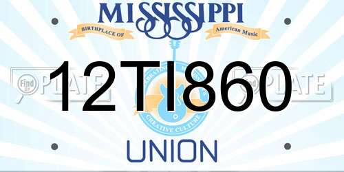 12TI860 Mississippi License Plate