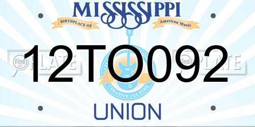 12TO092 Mississippi License Plate
