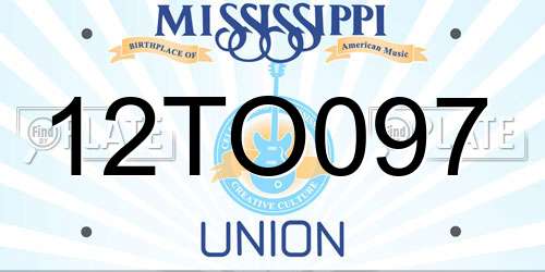 12TO097 Mississippi License Plate
