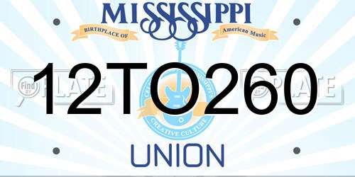 12TO260 Mississippi License Plate