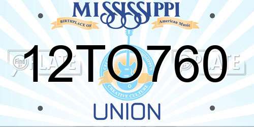 12TO760 Mississippi License Plate