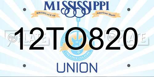 12TO820 Mississippi License Plate