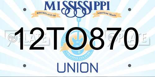 12TO870 Mississippi License Plate