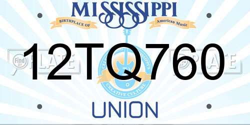 12TQ760 Mississippi License Plate