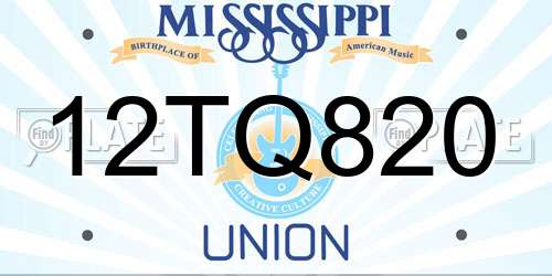 12TQ820 Mississippi License Plate