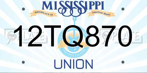 12TQ870 Mississippi License Plate