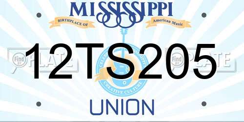 12TS205 Mississippi License Plate