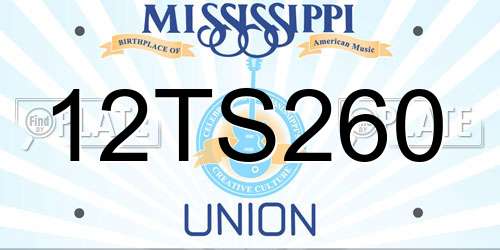 12TS260 Mississippi License Plate