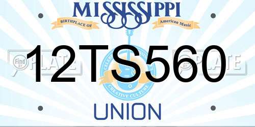 12TS560 Mississippi License Plate