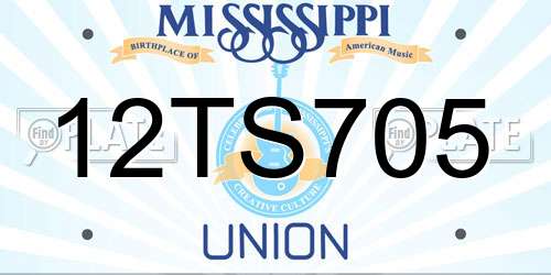 12TS705 Mississippi License Plate